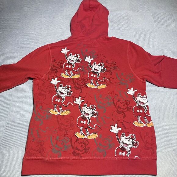Disney Store Mickey Mouse All Over Print Red Pullover Hoodie Women's Size‎ XL - Picture 7 of 12